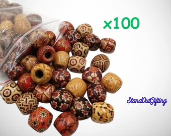 100 perline di legno tribali miste per la creazione di gioielli fai da te e lavori di macramè - Bracciali, collane e artigianato