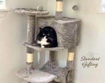 Tiragraffi con cuccia e amaca - Torre per gatti da interno da 44 pollici con tiragraffi in sisal, trespoli, accogliente cuccia per gatti