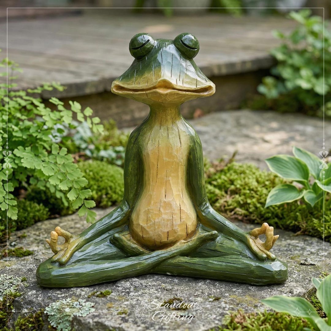 Yoga Frog Statue Resin Garden Decor, Meditating Frog Sculpture Outdoor ...