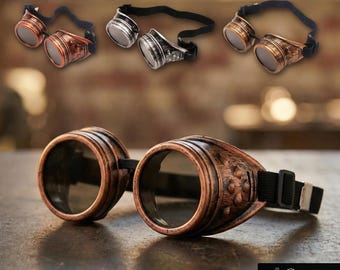 Occhiali da sole Steampunk da uomo: occhiali punk rotondi oversize per cosplay, moda, saldatura e lenti di design