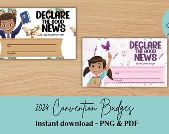 2024 Convention Bagde, JW convention, 2024 Declare the Good News, Name tag, Printable file, Spanish, Prediquemos las buenas noticias