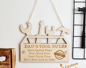 Custom Engraved Pendant Dad's Tool Rules Plaque Gifts