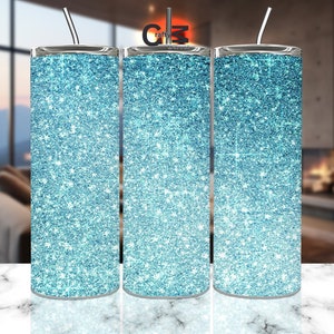 teal blue glitter tumbler wrap, sparkling tumbler wrap, sublimation tumbler designs, 20 oz skinny, instant download png