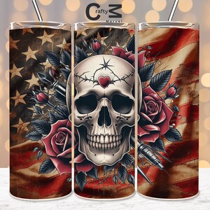 gothic skull 20 oz floral tumbler wrap skinny sublimation designs template instant digital download