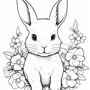 Easter Bunny Coloring Pages Bundle - Printable Baby Rabbit, Instant Download, Letter Size ...