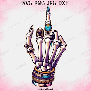 Sarcastic Skeleton Middle Finger SVG: Rings & Bracelets (Digital Download)