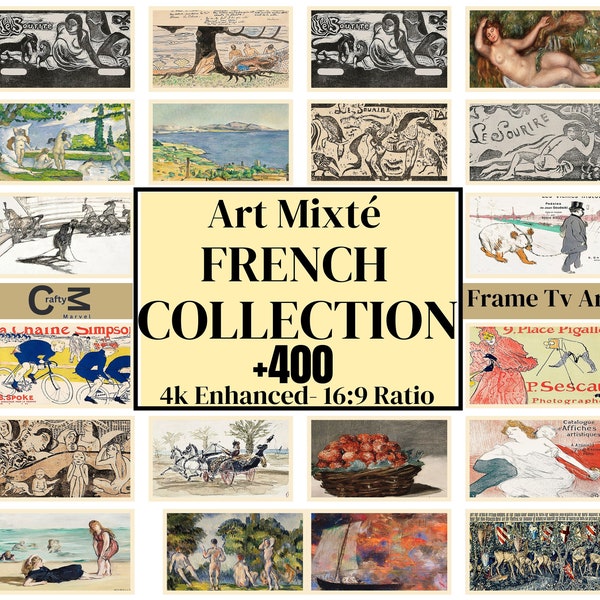 Mixed French Art Collage | Samsung Frame Tv Art | +400 Best Art Deco Collection | Digital Download