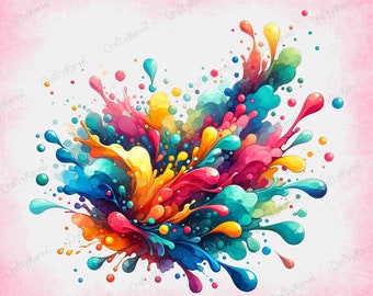 Watercolor Paint Splash Svg, Summer PNG, Colorful SVG Clipart, Cut File, Transparent Png, Clip Art, Sassy Svg, Digital Download