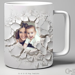 Familienfoto Tasse Wrap, Loch in der Wand, 11 Unzen und 15 Unzen Becher Sublimation Designs Vorlage, PNG Becher Wrap, digitaler Download
