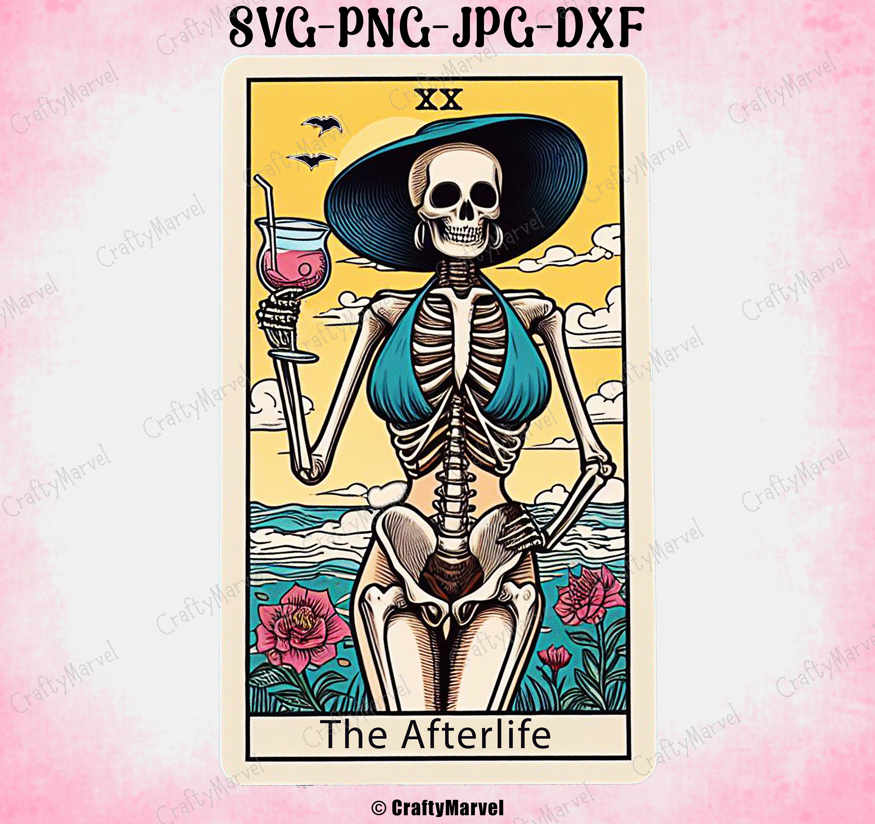 The Afterlife Vintage Tarot Card Svg, Skull SVG Clipart, Vector Cut File, Transparent Png, Clip Art, Sassy Svg, Digital Download