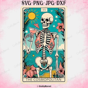 The Cosmopolitan Vintage Tarot Card Svg, Skull SVG Clipart, Vector Cut File, Transparent Png, Clip Art, Sassy Svg, Digital Download