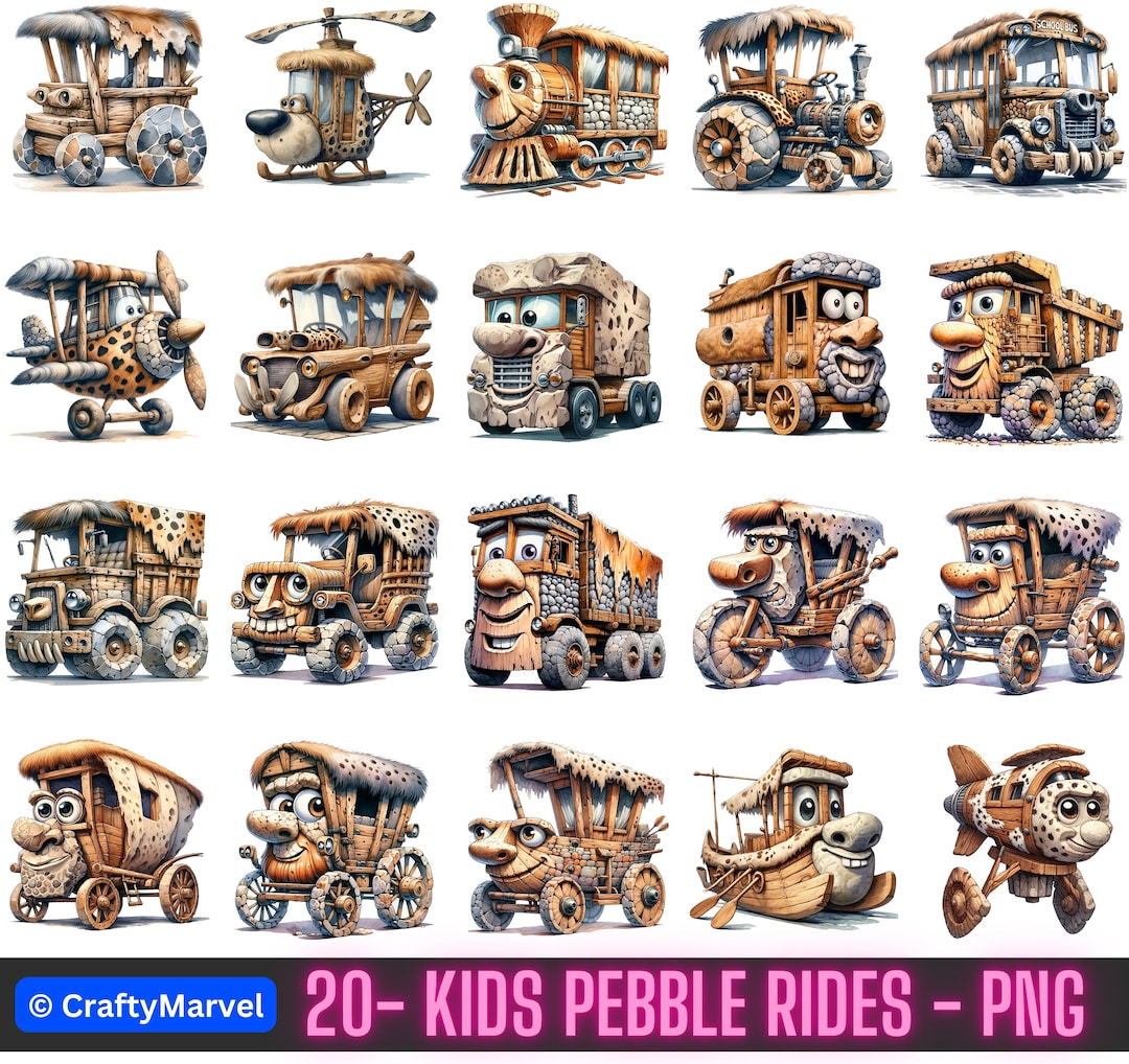 Pebble Rides 20 Prehistoric Pebble Rides Cruiser Adventure Bundle - Nursery Decor ...