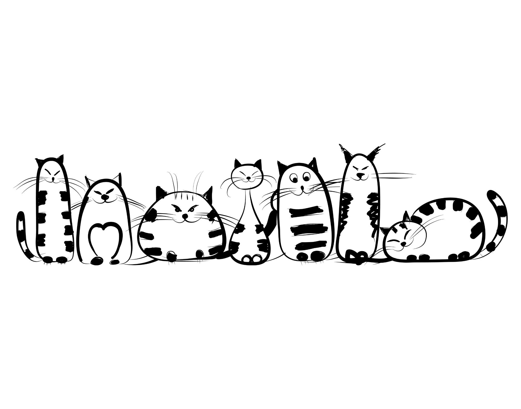 Printable Cats Wall Art Digital Download Prints Pet Portrait Watercolor ...