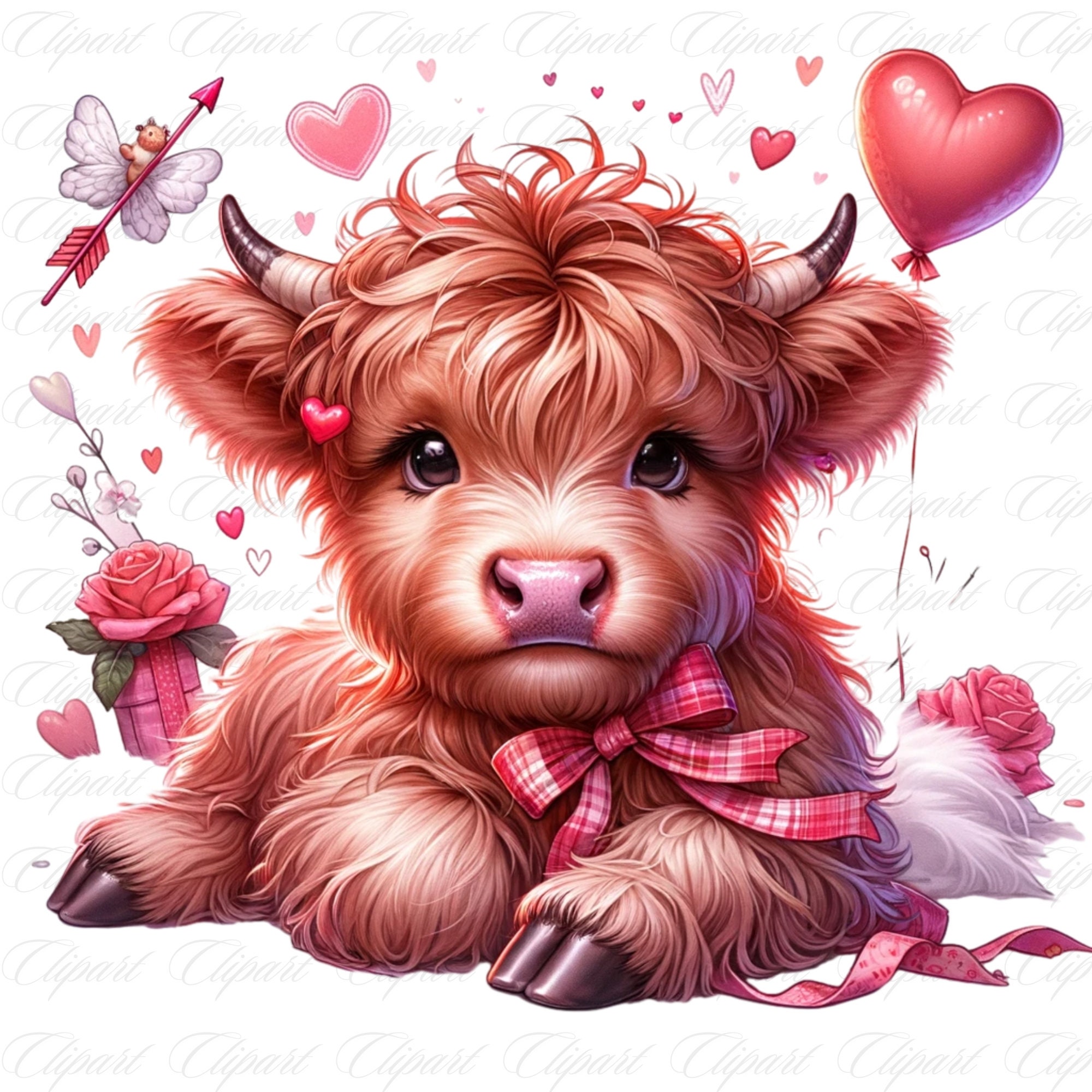 Heifer Valentine Png, Highland Cow Valentine Clipart, Valentines Day ...