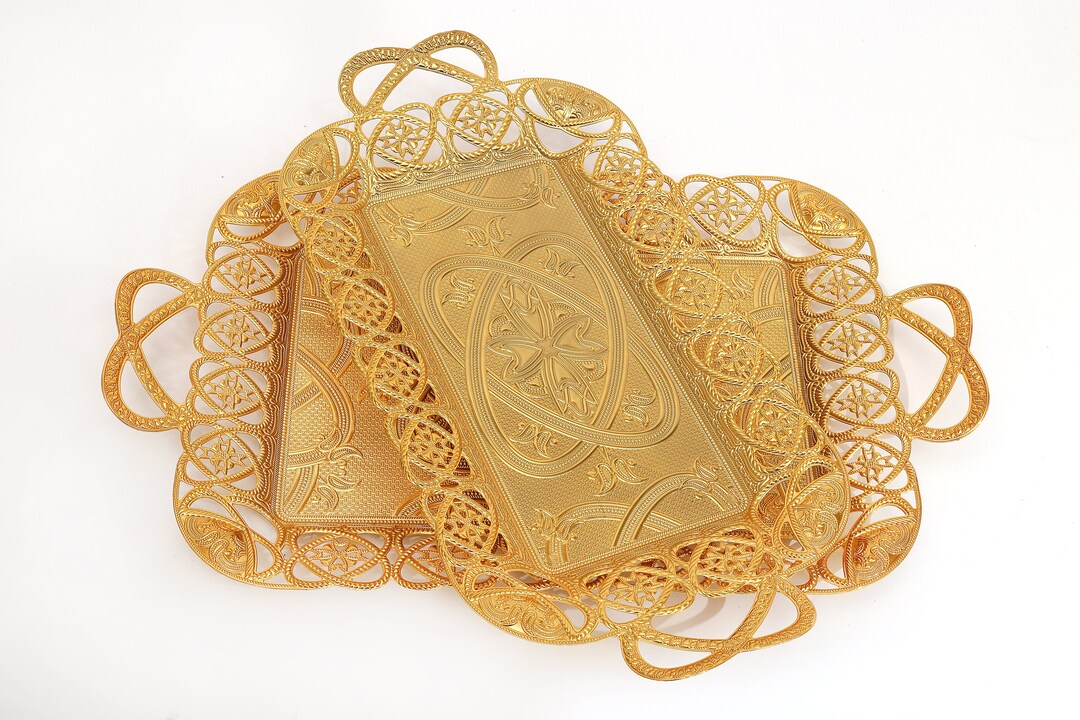 Gold Tray Turkish Gold Gold Dessert Tray Gold Round Tray Etsy
