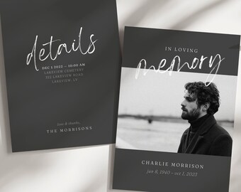 Funeral Program Template Man | Masculine Funeral Program | Celebration of Life | Order of Service | Funeral Announcement | Funeral Invite