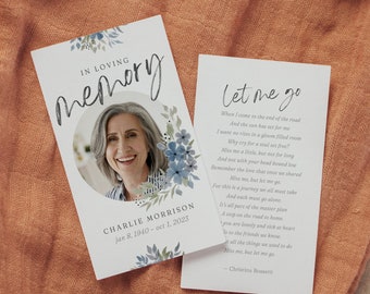 Floral Funeral Prayer Card Template | Canva Prayer Card | Memorial Prayer | Prayer Poem | Obituary Template | Celebration of Life Template
