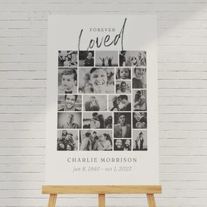 Panneau de bienvenue pour funérailles Canva | Cartes mémoire | pour affiches funéraires | Plaque commémorative | Collage commémoratif | Modèle de collage funéraire