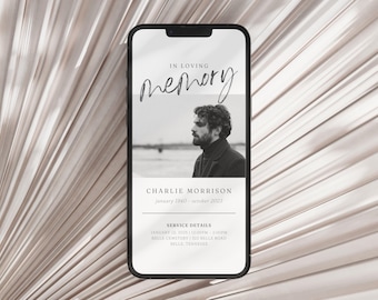 Editable Funeral Invitation Template | Evite Invitation | Printable Memorial Card | Funeral Evite | Electronic Invite | Funeral Announcement