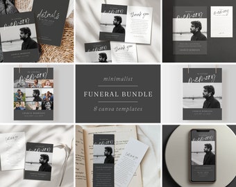 Minimal Funeral Program Template Bundle: Celebration of Life (Canva)