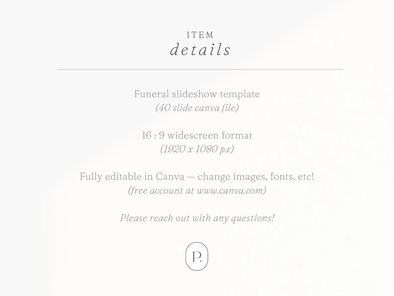 Funeral Slideshow Template Memorial Service Video for Canva (40 Slides