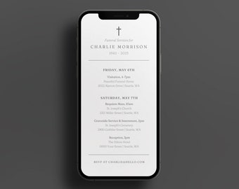 Simple Funeral Electronic Invitation Template: Memorial Evite (Canva)