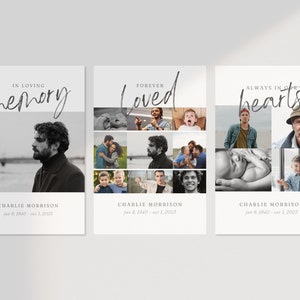 Beerdigung Schilder Bundle Set Vorlagen | Beerdigung Willkommensschild Trio | Feier des Lebens | In liebevoller Erinnerung | Erinnerungsposter | Beerdigung Collage