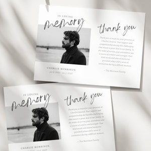 de Carte de remerciement pour funérailles minimales | Merci pour le service funéraire | de Carte commémorative | Cadeaux funéraires | Célébration de la vie