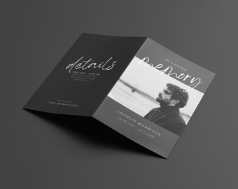 Funeral Program Template Man | Masculine Funeral Program | Celebration of Life | Order of Service | Funeral Announcement | Funeral Invite