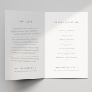 Spanish Funeral Program Template Funeral Program Canva for Man