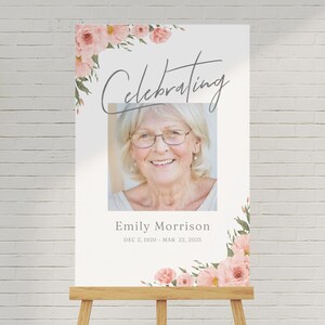 Floral Funeral Poster | Blush Funeral Sign | Pink Funeral Sign | Poster Board | Funeral Welcome Sign | Funeral Photo Board | Memory Board