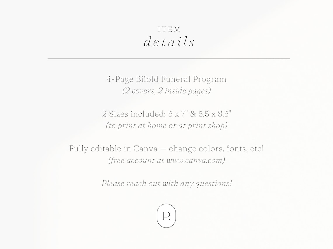 Editable Floral Funeral Program Template Modern Memorial Program