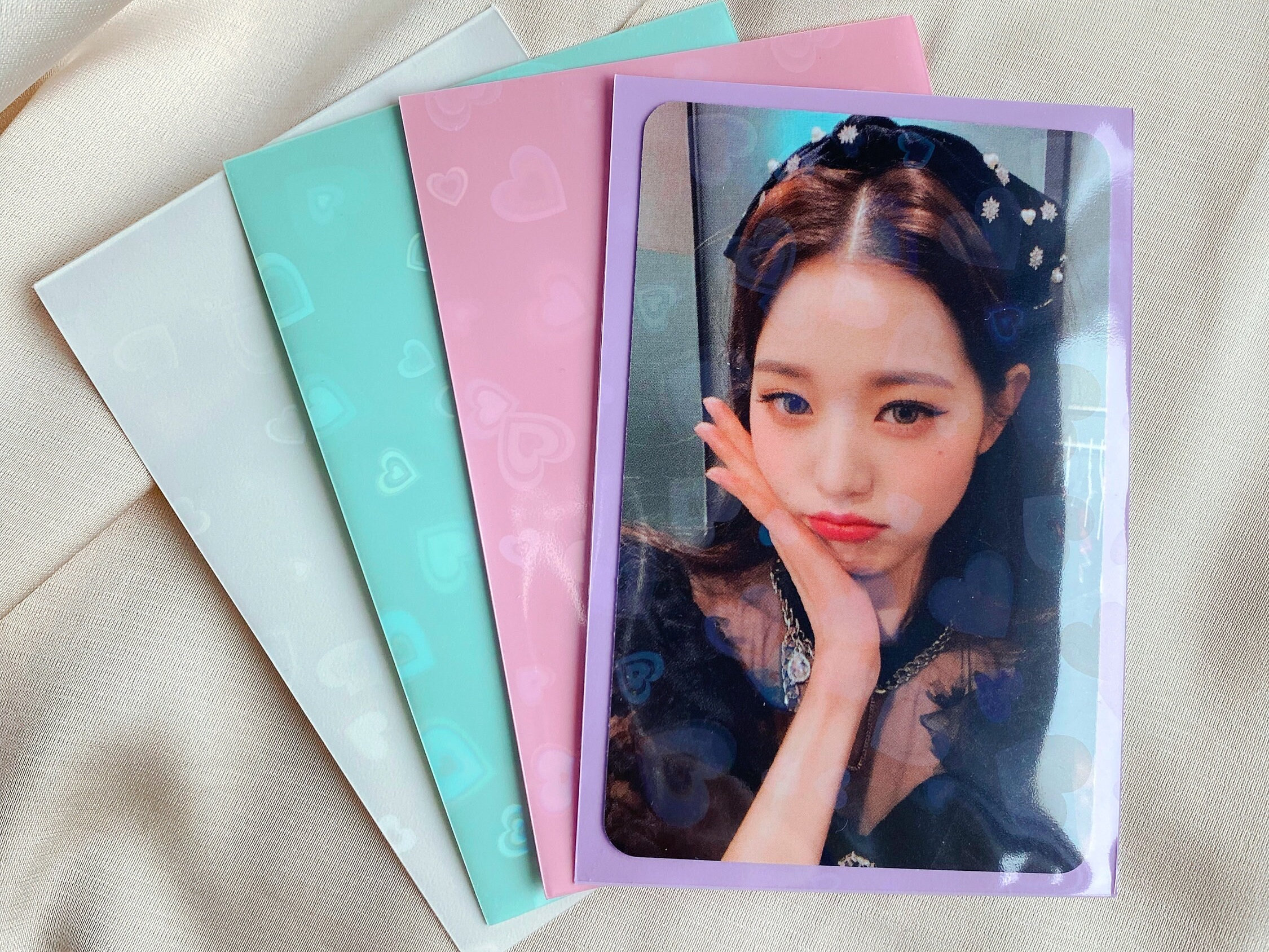 Hearty Holographic Color Card Sleeves, Kpop Photocard Sleeve, Double Pc