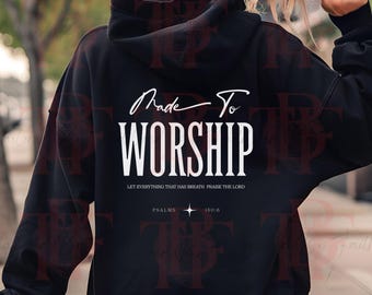 Made to Worship PNG | Christian Digital Download | Faith Based Sublimation & Cricut Design | Black and White Scripture Clipart