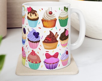 Cupcake and Sprinkles Coffee Mug Sweet Dessert Design Ceramic Cup Perfect Gift for Bakers and Dessert Lovers
