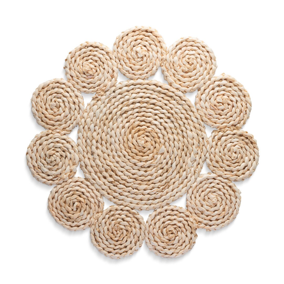 Rattan Placemat Flower Placemat Rattan Charger Plate Table Etsy