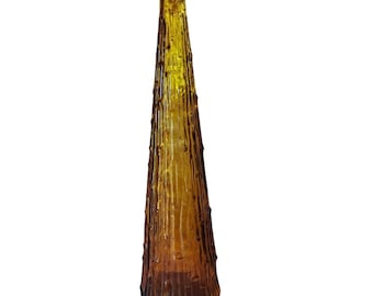 Vintage Amber Empoli Wax Drip Glass Decanter Vase Tall Mid-Century Modern Italian