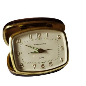 Vintage Phinney-Walker Travel Alarm Clock With Alligator Exterior & Working Alarm