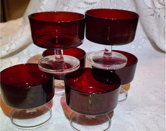 Cristal DArques Durand Set di bicchieri da sorbetto per champagne rosso rubino CRA3