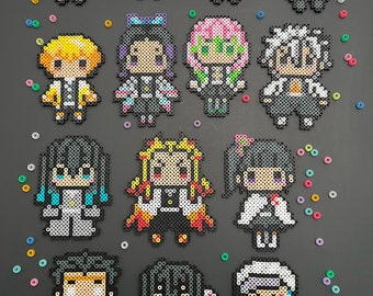 Anime Inspired Characters (Inosuke | Nezuko | Tanjiro | Zenitsu) Perler Beads for Raves, Music Festivals