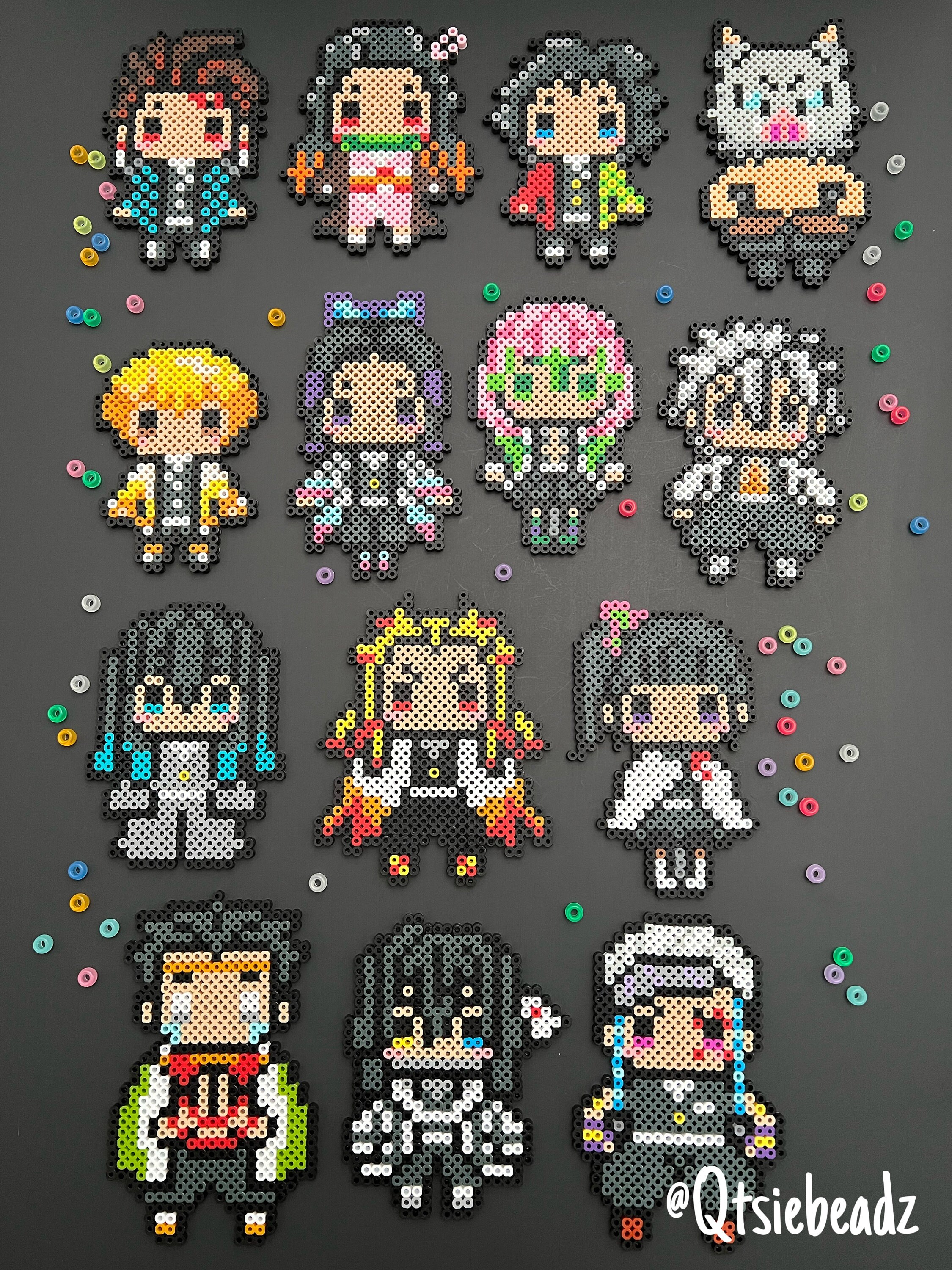 Anime Inspired Characters inosuke Nezuko Tanjiro Zenitsu Perler Beads