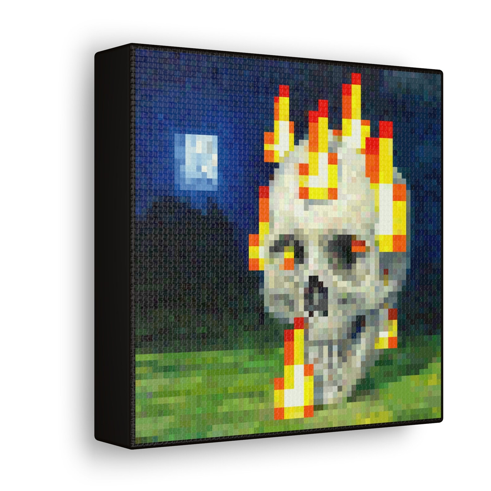 Minecraft Skull on Fire Painting Etsy