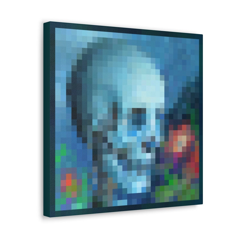Minecraft Skull With Flowers Painting Etsy