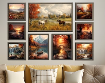 Set di arte da parete della Galleria autunnale stampabile, Arte della parete autunnale, Decorazione autunnale, Arte della parete della Galleria, Decorazione rustica della parete autunnale, Download digitale del poster autunnale