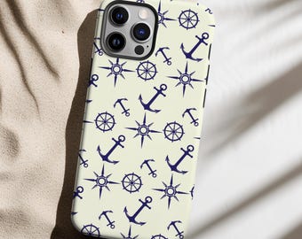 Funda de teléfono con ancla azul marino para iPhone 16, 15, 14, 13, S24, S23, elegante funda para amantes del mar, estética náutica para Pixel 9Pro XL,8