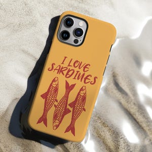 Sardines iPhone 16 15 14 Pro Max Case, Coastal Phone Cover For S25 S24, Fun and Quirky Fish Phone Casing For Pixel 8 9 Pro, Fish Lovers Gift