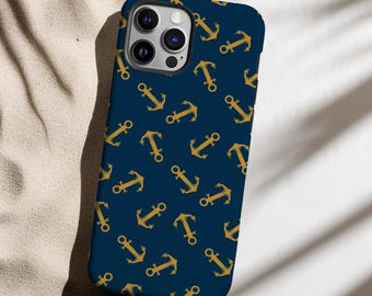 Funda de teléfono con ancla azul marino para iPhone 16, 15, 14, 13, S24, S23, elegante funda para amantes del mar, estética náutica para Pixel 9Pro XL,8