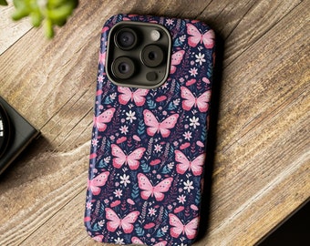 Funda de teléfono con mariposa rosa para iPhone 15 Pro Max, funda para teléfono celular iPhone Mini 13, 14 Pro Max, 14 Plus, S23 Ultra, Samsung S20 Fe, Pixel 7