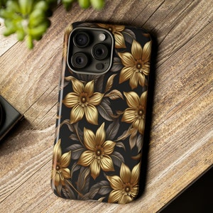 Dark Floral Academia 3D Phone Cases, Victorian Gothic floral Glossy or Matte IPhone Tough Case 11, 12,13,14 15 Pro Max, Mini, Plus, Pixel 7