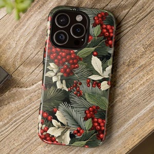 Winter Phone Case, Christmas Phone Case For Iphone 16 Pro, 15 Plus,15 Pro Max, Samsung S21-23, Google Pixel 6, 7, Winter floral Phone Case